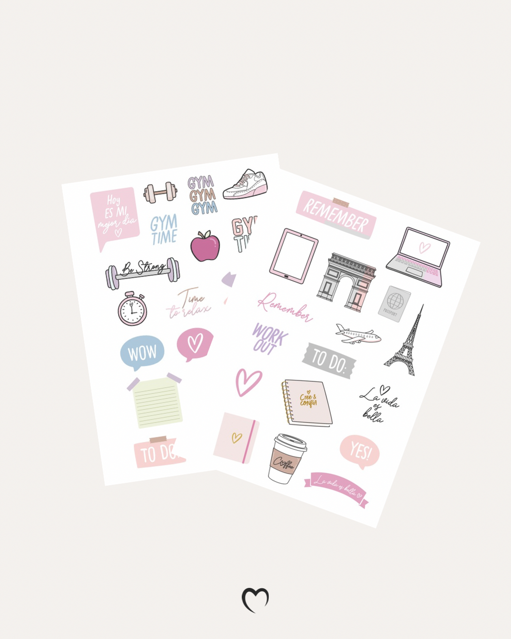 Sticker Sheet -  Pink | journal stickers, calendar, ribbon art, planner stickers, girly scrapbook stickers,Ilustration