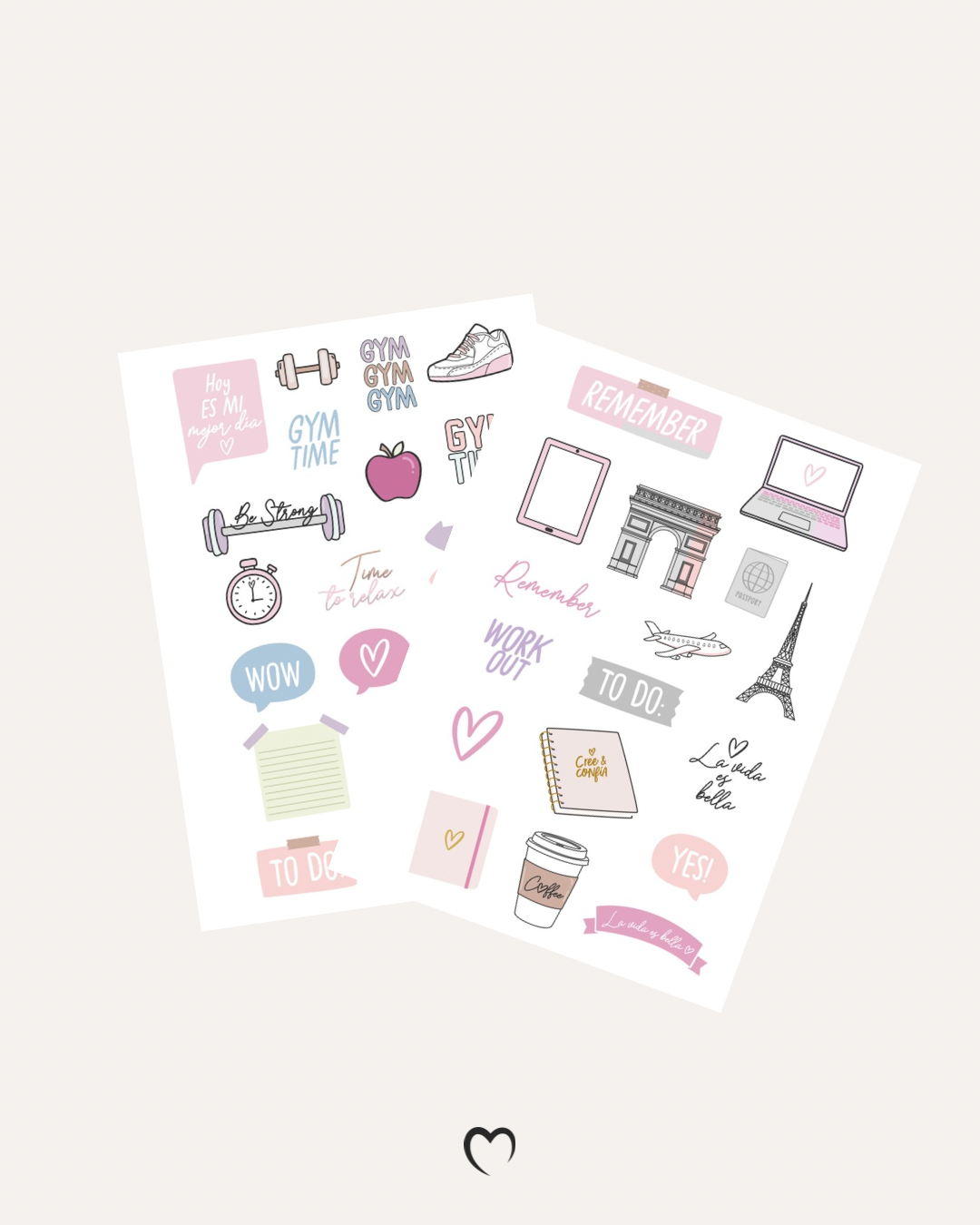Sticker Sheet -  Pink | journal stickers, calendar, ribbon art, planner stickers, girly scrapbook stickers,Ilustration
