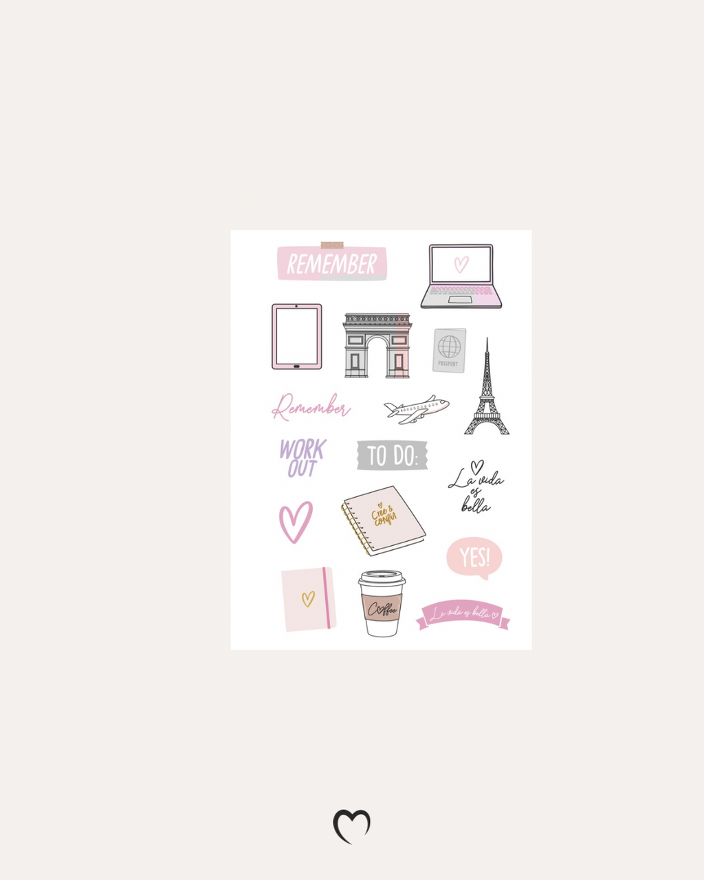 Sticker Sheet -  Pink | journal stickers, calendar, ribbon art, planner stickers, girly scrapbook stickers,Ilustration